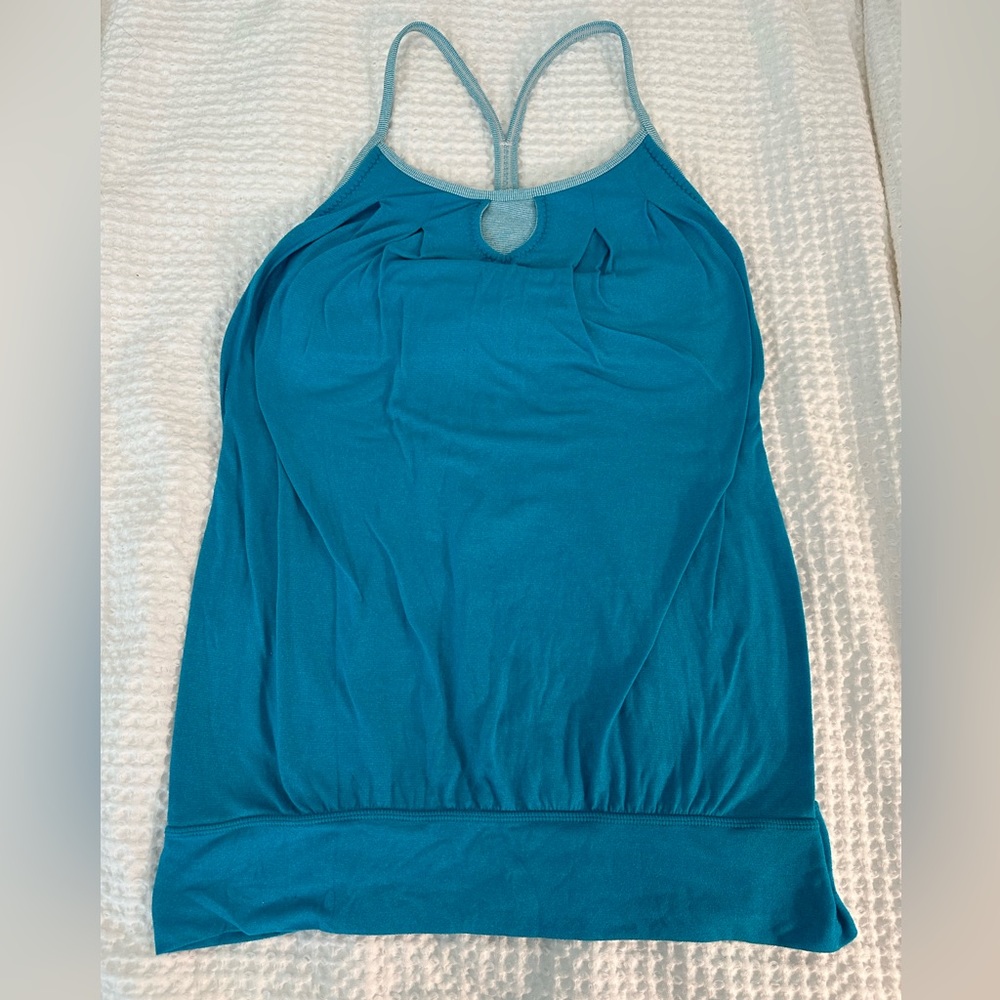 🍋 Lululemon Racerback Yoga Tank Top With Built In Bra Blue Size 6